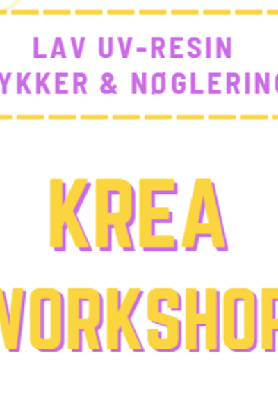 Overskrift "Krea Workshop". Pastelfarver. Gratis 